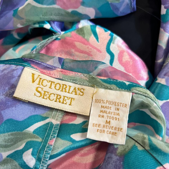 Victoria's Secret Vintage Gold Label Floral Peignoir Set Robe & Slip - Size M - Picture 5 of 5